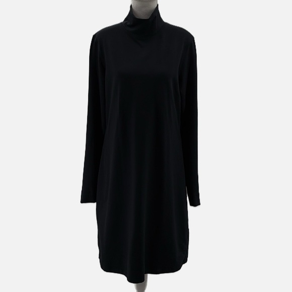 Title Nine Getaway Mock Neck Long Sleeve Stretch Dress in Black - Size Large - Picture 1 of 7